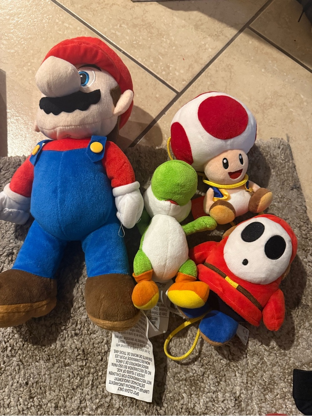 mario plush bundle kit of 4 mushroom  yoshi